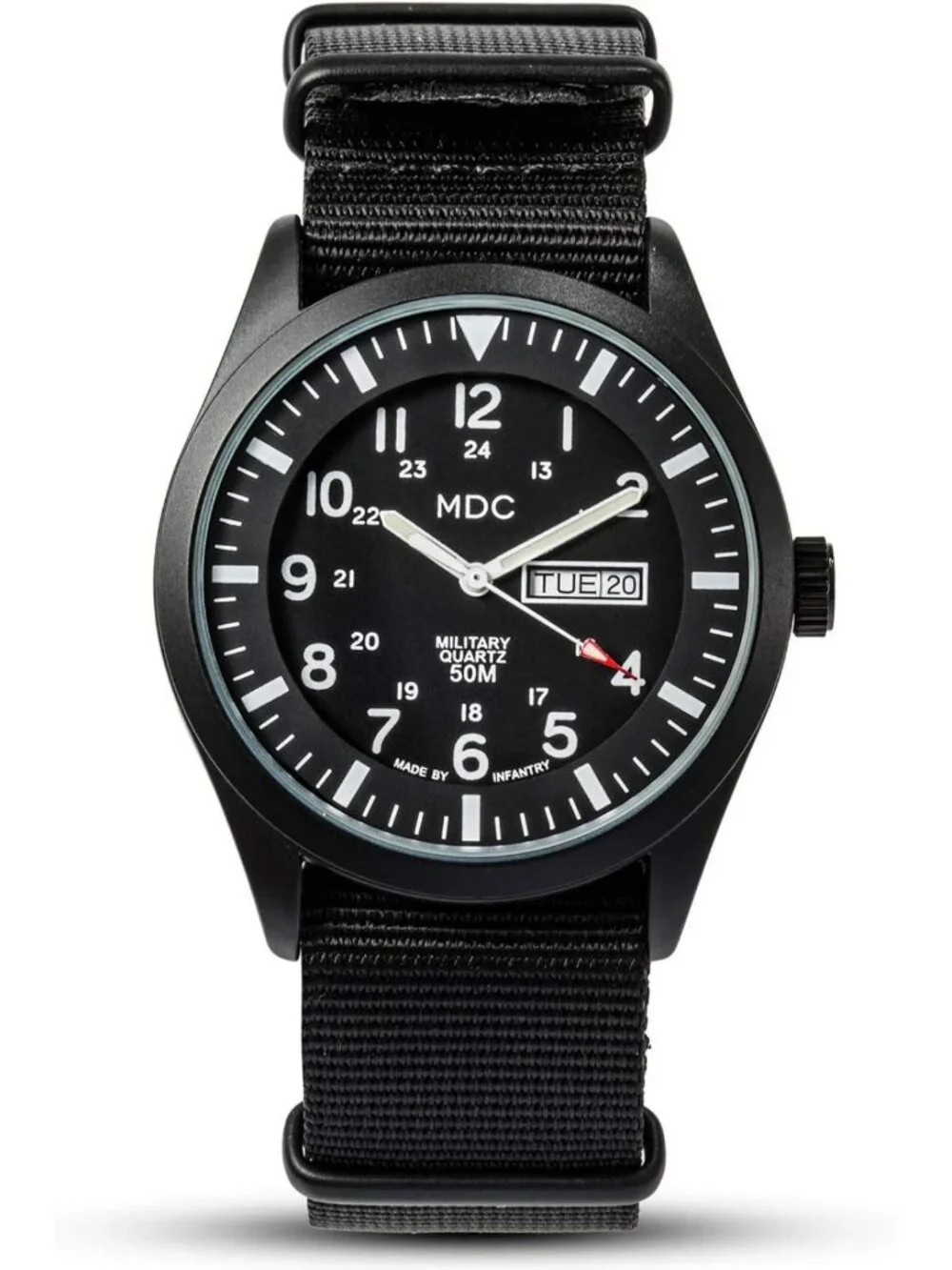 Men's Tactical Military Field Watch - Waterproof, 12/24H Day Date, Outdoor Sport
